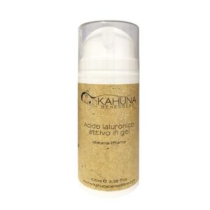 Flacone con dispenser di gel viso Kahuna Benessere all’acido ialuronico attivo, effetto idratante e liftante, 100 ml.