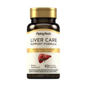 Flacone marrone di integratore Liver Care Support Formula Piping Rock con 90 capsule a rilascio rapido, per il supporto nutrizionale della salute del fegato.