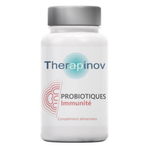 Flacone di integratore Theraginov Probiotici Immunità , probiotici per il supporto del sistema immunitario.