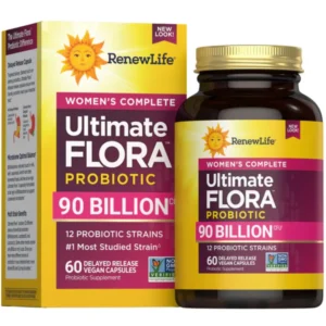 Integratore Renew Life Ultimate Flora Women’s Complete 90 Billion probiotico donna 90 miliardi di CFU 60 capsule vegane a rilascio ritardato