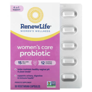 Confezione di RenewLife Women’s Care Probiotico donna , integratore probiotico per la salute femminile con 15 miliardi CFU e 12 ceppi, 30 capsule vegetariane.