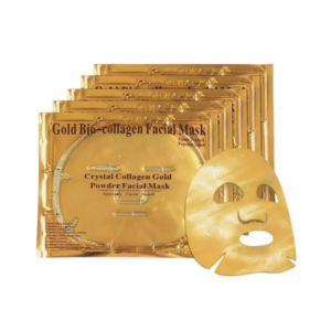 Maschera viso in tessuto dorata Gold Bio Collagen Facial Mask al collagene e oro, confezione multipla effetto idratante e anti-age.