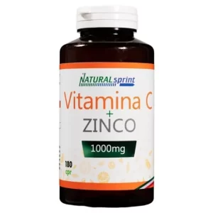 Flacone di integratore Natural Sprint Vitamina C + Zinco 1000 mg con 180 compresse.