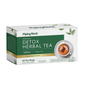 Confezione Piping Rock Premium Detox Herbal Tè detox 1600 mg senza caffeina, 60 bustine di tisana depurativa naturale.