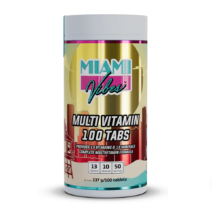 Barattolo Miami Vibes Multi Vitamin 100 Tabs integratore multivitaminico con 13 vitamine e 10 minerali prodotto in UE