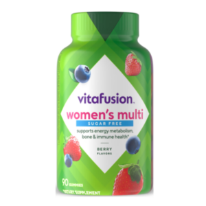 Vitafusion Multivitaminico donna Sugar Free, 90 gummies multivitaminiche senza zucchero ai frutti di bosco.