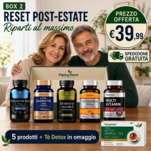 Box 2 Reset Post-Estate Introsalus con 5 integratori per il benessere quotidiano e Tè Detox in omaggio, prezzo offerta €39,99 con spedizione gratuita.